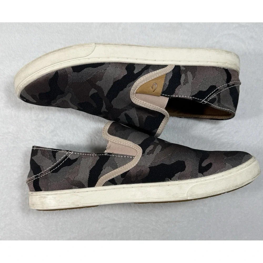 Olukai Pehuea Pai Camo Loafer Womens 9 Canvas Slip On Flat Casual Comfort Shoe